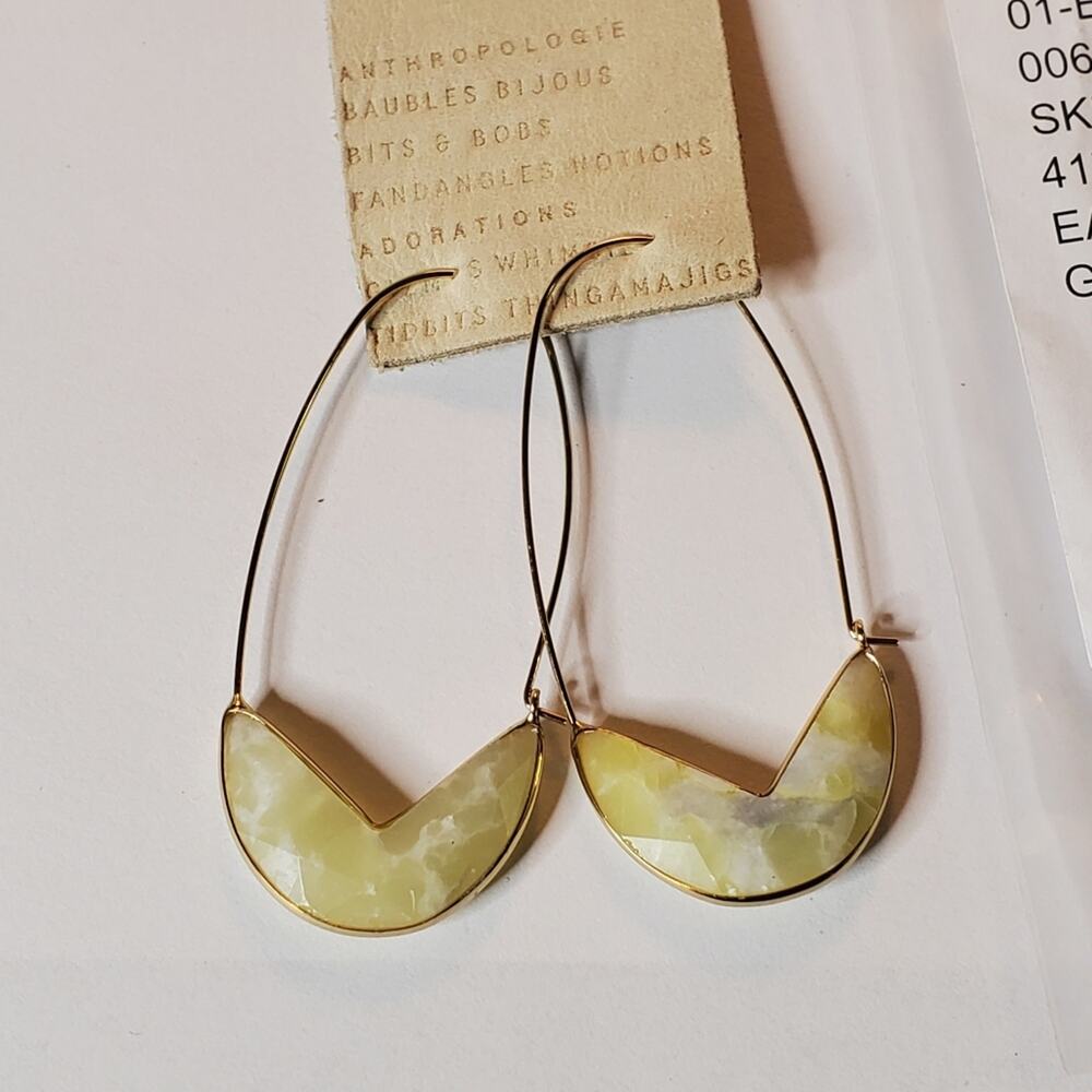 Anthropologie Long wire and stone long hoop earrings New with tags